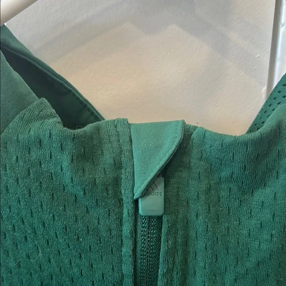 Adidas Jacket Green Zip-Up Athlete w/ Hood Mason Volleyball Mixed Media Sz L - Picture 6 of 9